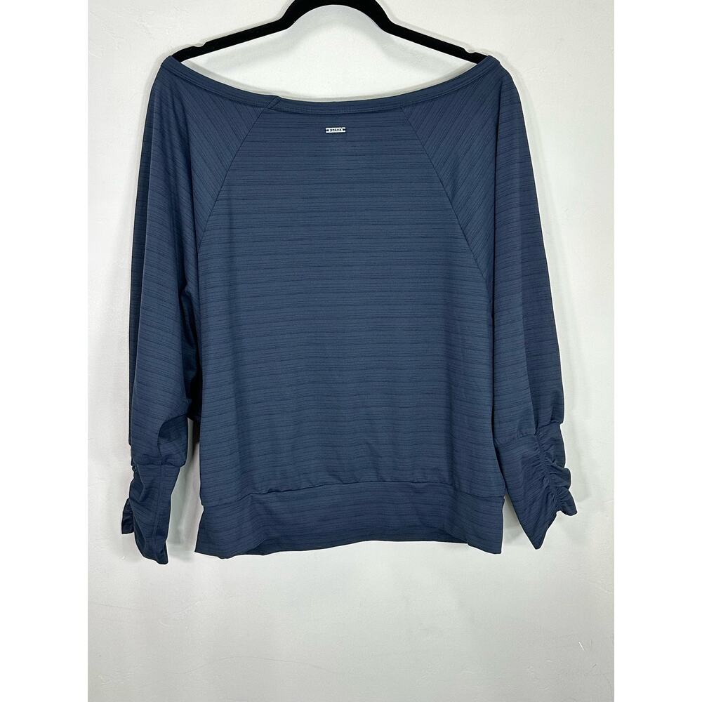 Prana Women’s Ridgeview Top Blue Striped Boatneck Raglan Sleeves Size Large View 4
